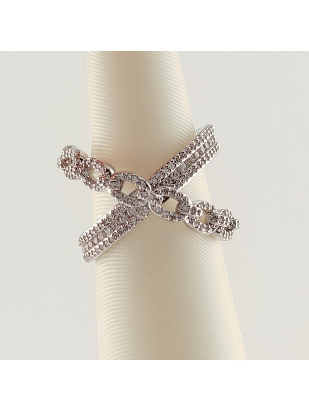 Bomb Party Ring Size 6 "Major Flex" Clear CZ on Rhodium RG88119